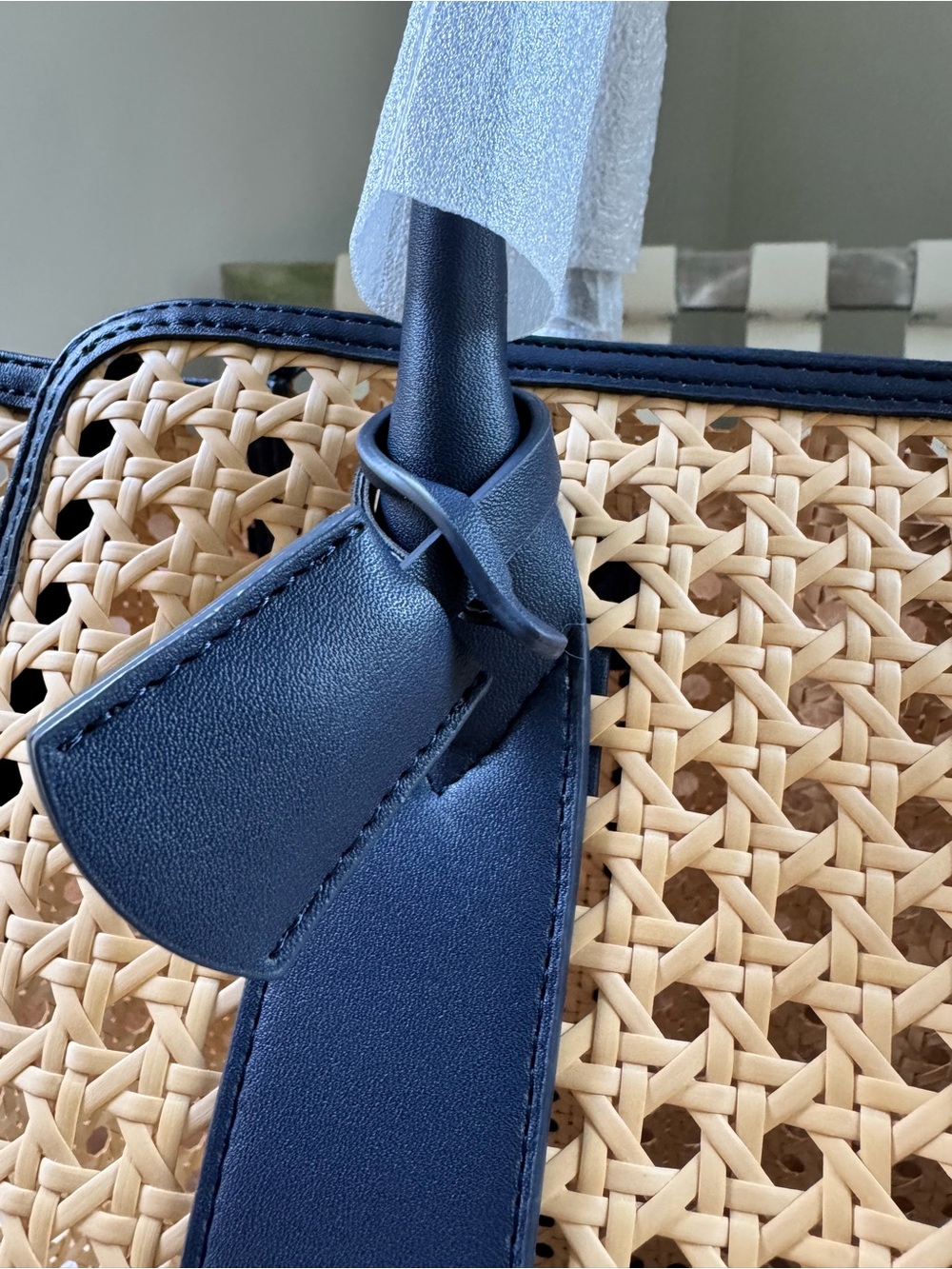 Mark & Graham Waterproof Caning Tote in Navy - Picture 3 of 13
